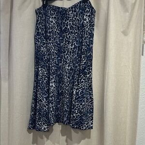 Elegant Blue Leopard Print A-Line Skirt